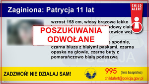 plakat informujący o odwołanych poszukiwnaiach