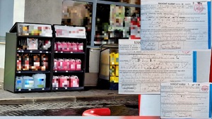 kolaż zdjęcia stacji paliw wraz z kopia mandatów karnych