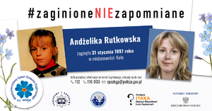 Grafika z wizerunkiem Andżeliki w wieku dziecięcym oraz jej wizerunek po wykonaniu progresji wieku