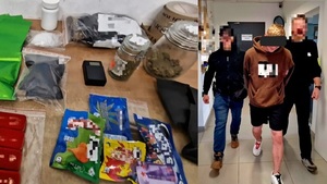 kolaż zdjęć zabezpieczonych narkotyków