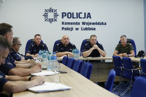 Spotkanie przedstawicieli służb Policji Lubelskiej oraz oraz Nadbużańskiego Oddziału Straży Granicznej.