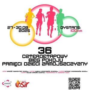 plakat 36 czteroetapowego Biegu Pokoju Pamięci Dzieci Zamojszczyzny