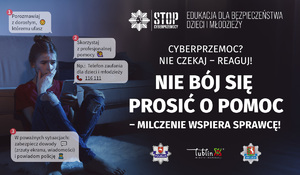 plakat akcji przedstawiający dzieci z telefonem  w ręku