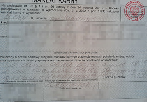 wypełniony blankiet mandatu