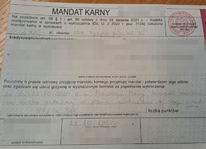 mandat karny dla rowerzysty