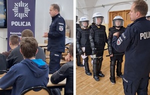 policjant i uczniowie