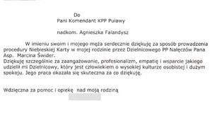 podziękowania dla policjantów