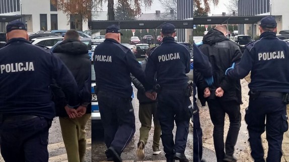 kolaż zdjęć przedstawiający zatrzymanych mężczyzn