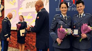 kolaż zdjęć. Uhonorowane trzy policjantki