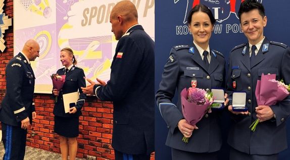 kolaż zdjęć. Uhonorowane trzy policjantki