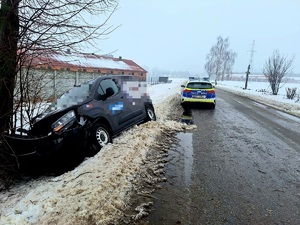 przód pojazdu który uderzył w przydrożne drzewo