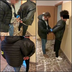 kolaż zdjęć z zatrzymanym mężczyzną