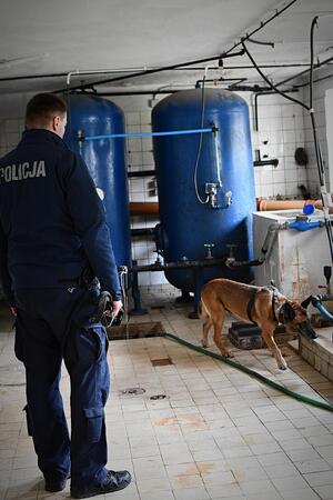 policjant z psem służbowym