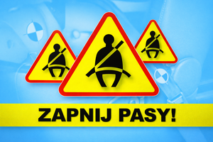 Plakat zapnij pasy.