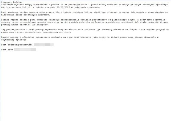 podziękowania treść