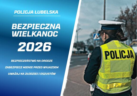 Zajawka Wielkanoc przedstawiająca porady i policjantkę