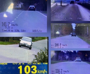 kolaż zdjęć przedstawiający kadry z policyjnego videorejstratora