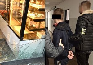 zdjęcie piekarni oraz zatrzymanego włamywacza