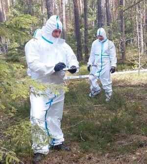 policjanci zespołu DVI na miejscu oględzin