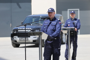 Zastępca Komendanta Głównego Policji nadinsp. dr Rafała Kochańczyka podczas przemowy