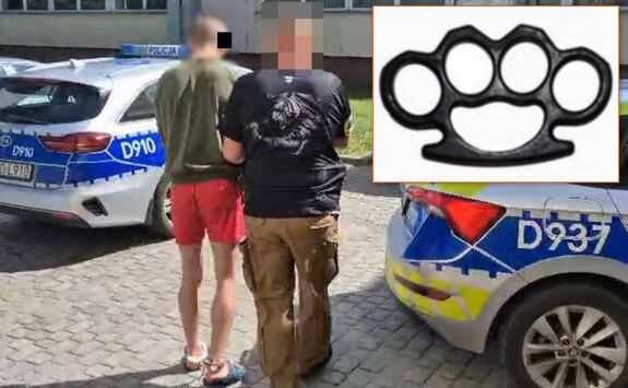 kolaż zdjęć z zatrzymanym 23-latkiem.