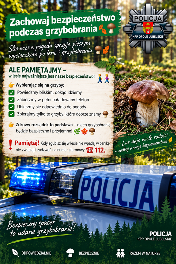 plakat informujący o grzybobraniu